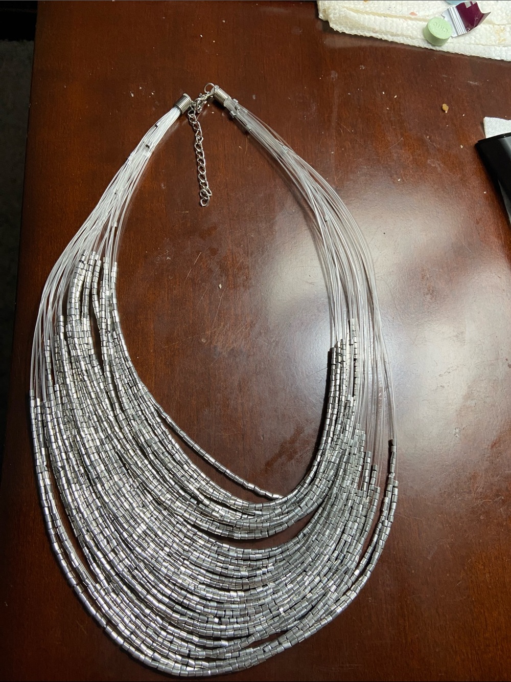 paparazzi Silver Multi-Strand Beaded Collar Necklace